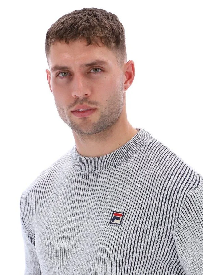 SIZE XL ONLY- FILA VINTAGE "Noah" Premium Ribbed Jumper- GARDENIA/NAVY