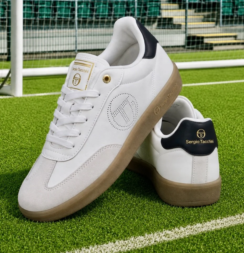 SERGIO TACCHINI Premium Retro Leather Trainers- WHITE/BLACK