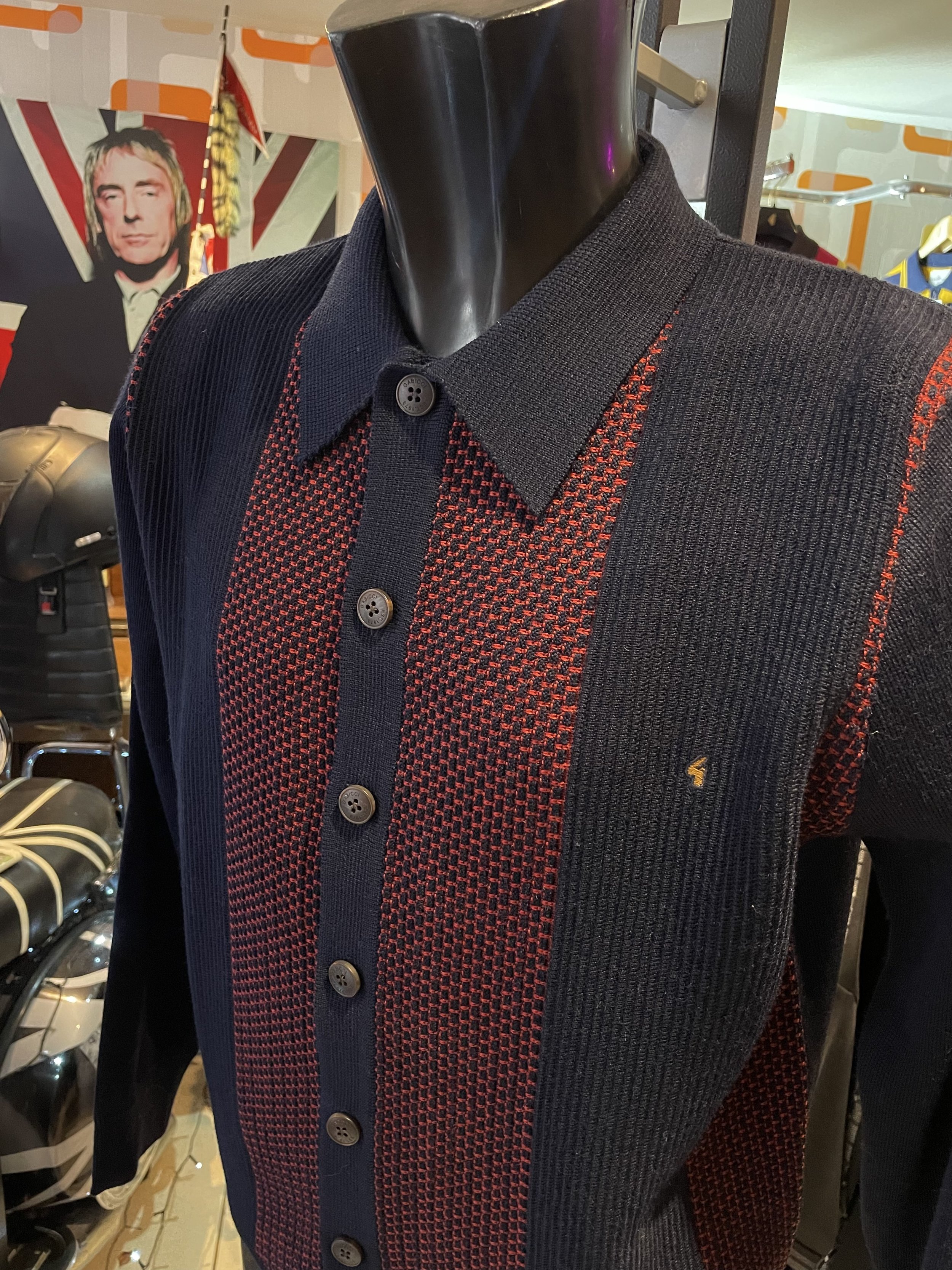 SIZE MEDIUM ONLY-GABICCI Archive Button-Thru "Yardie-Cardie" - NAVY