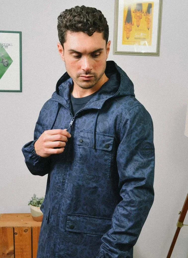 LAMBRETTA Paisley Hooded Parka- NAVY