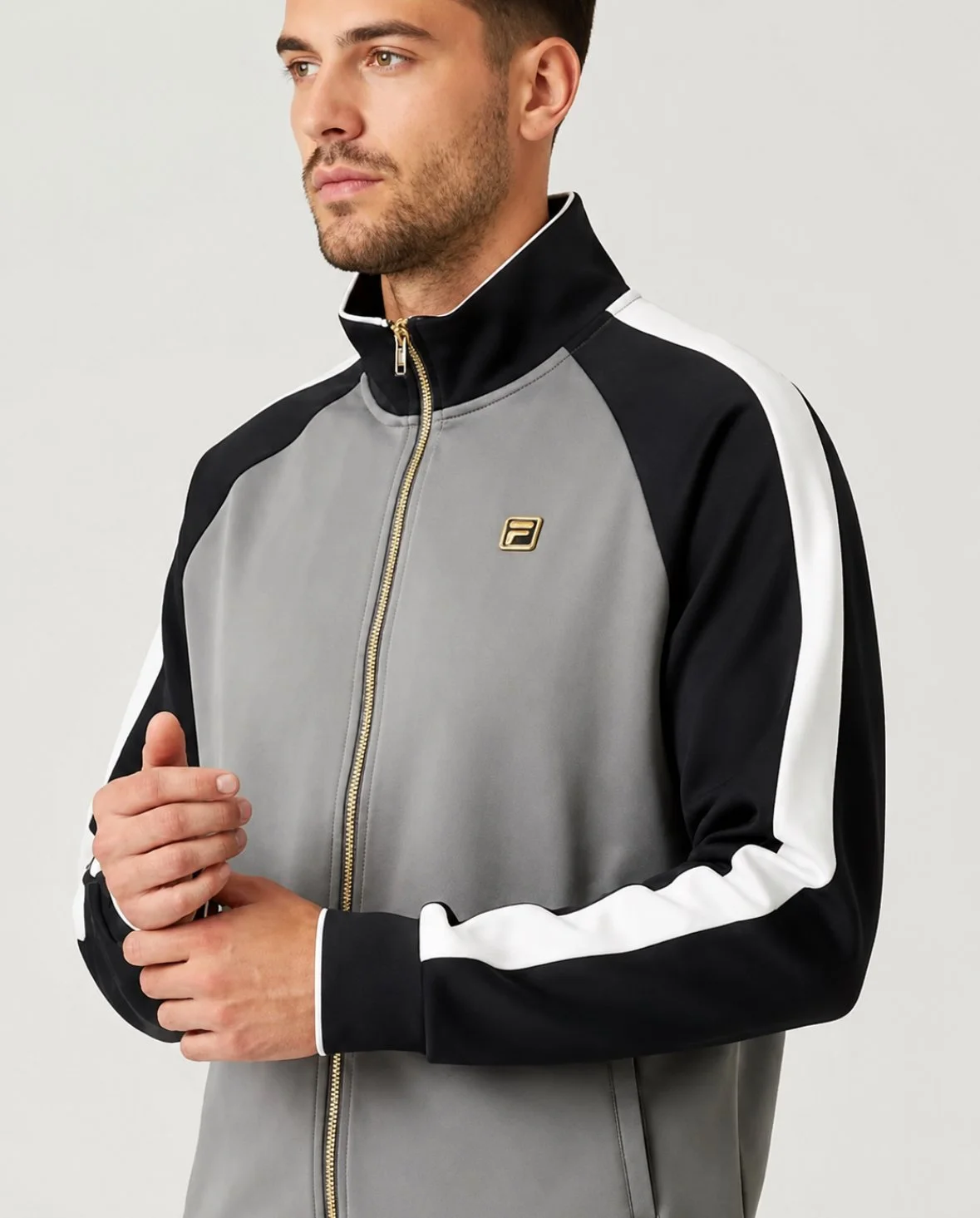 FILA GOLD Premium Colour Block Tracktop- GUNMETAL