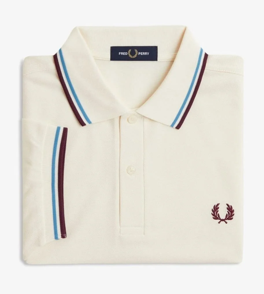 FRED PERRY M3600 Twin-Tipped Polo- ECRU/OXBLOOD