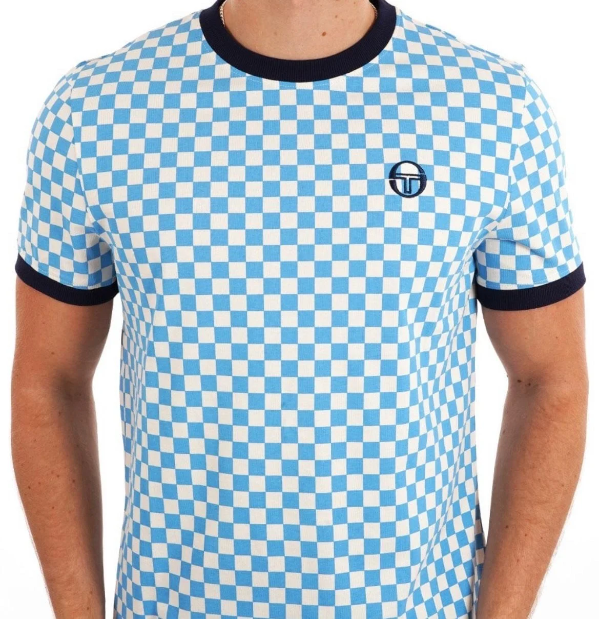 SERGIO TACCHINI "Alfredo" Check Tee- NAVY/AZUR