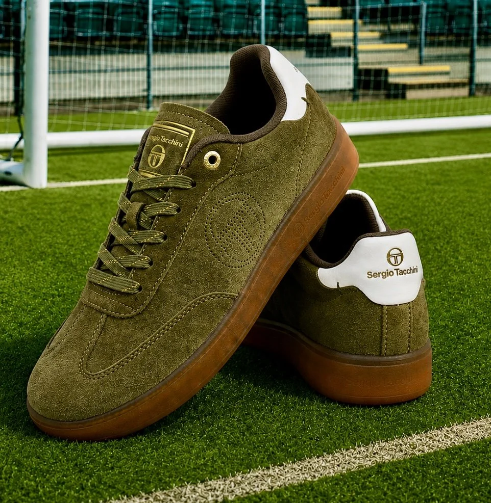 SERGIO TACCHINI Premium Retro Suede Trainers- OLIVE
