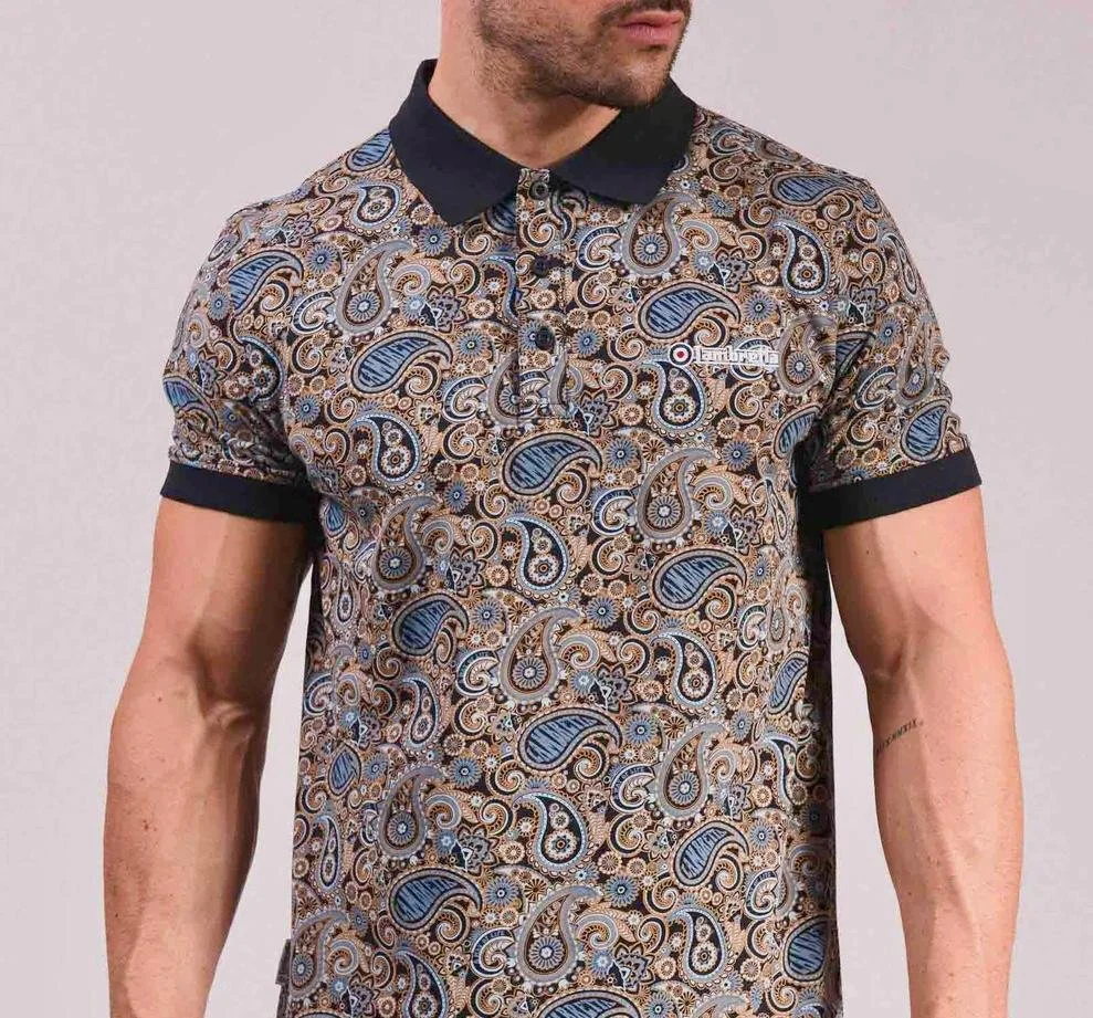 LAMBRETTA Paisley Polo- NAVY/SMOKE BLUE