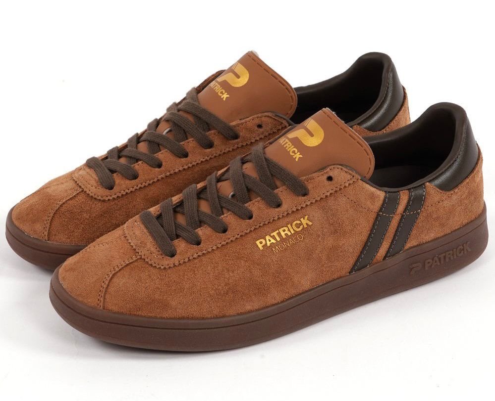 SIZE 7 ONLY- PATRICK "Monaco" Suede Cupsole Trainers- BROWN/DARK BROWN