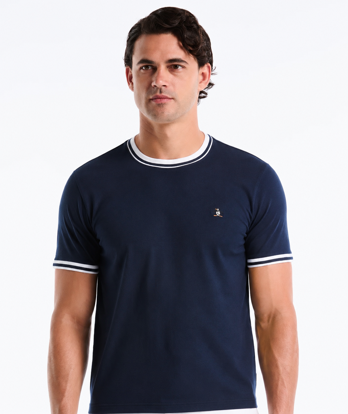 ORIGINAL PENGUIN "Icons" Crew Neck Pique Top- NAVY