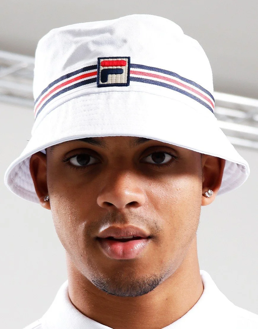 FILA VINTAGE "Jojo" Striped Bucket Hat-WHITE