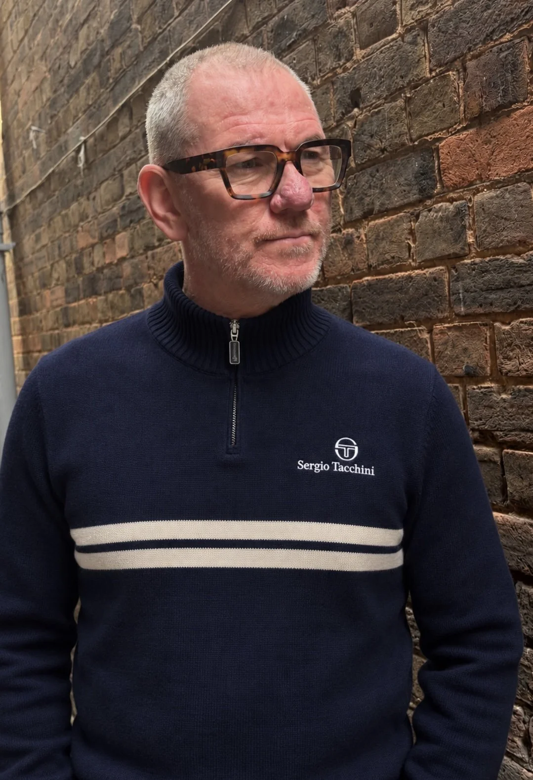 SERGIO TACCHINI Premium 1/4 Zip Knit- NAVY