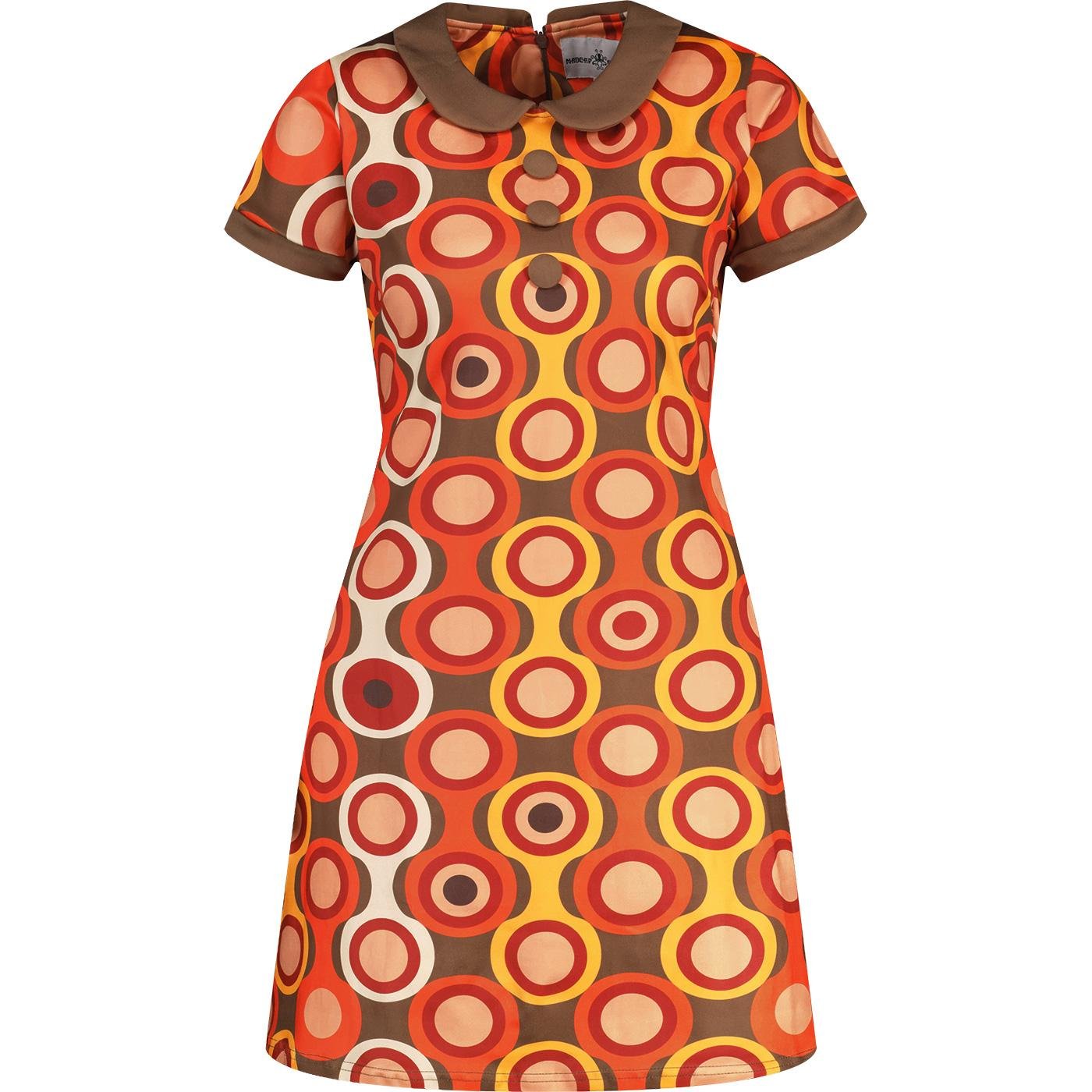 MADCAP "Dolly" 60s Style Mod Dress- BROWN