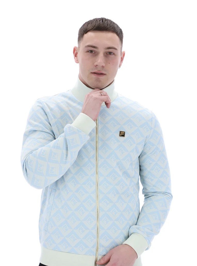SIZE LARGE ONLY-FILA GOLD "Hank" Premium Geometric Tracktop- SKY BLUE