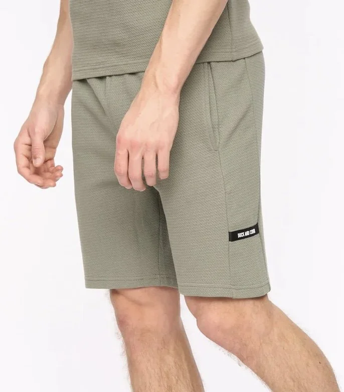 "ARCADIAN" Textured Drawstring Shorts- LIGHT OLIVE