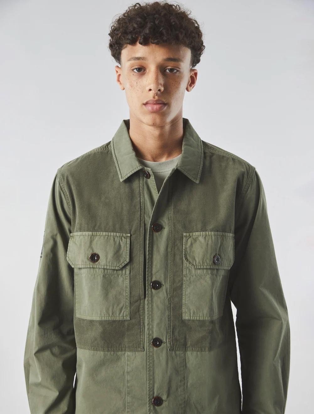 SIZE MEDIUM ONLY-PRETTY GREEN Corduroy Panel Worker Jacket- KHAKI
