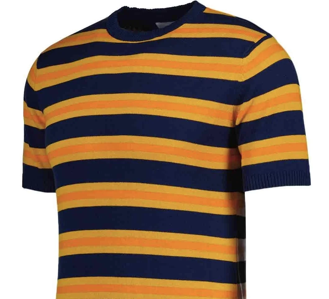 MADCAP "Kingsnake" 60s Style Stripe Knit Top- NAVY