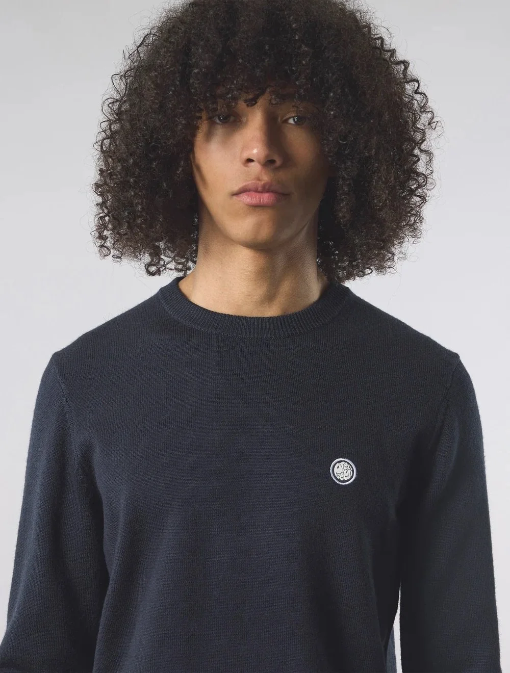 PRETTY GREEN Merino Crew Neck Knit- NAVY