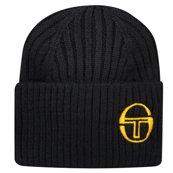 SERGIO TACCHINI Ribbed Beanie- BLACK/GOLD