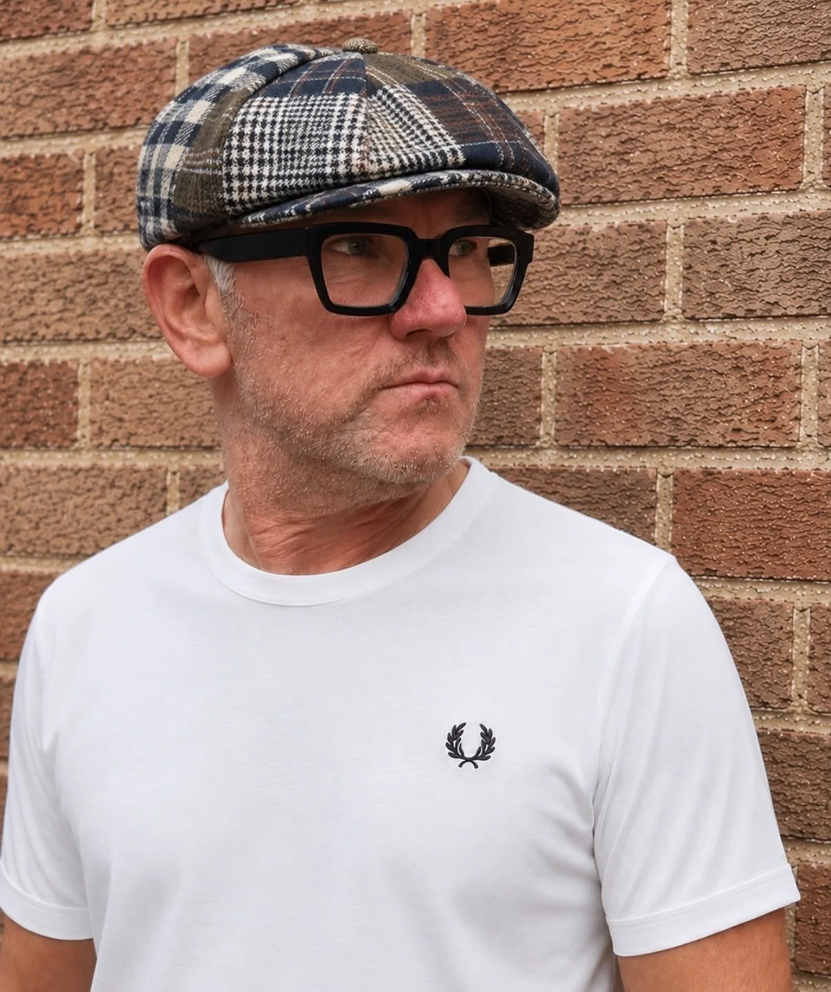 "VINNIE" Patchwork Check Baker Boy Cap- CHOCOLATE