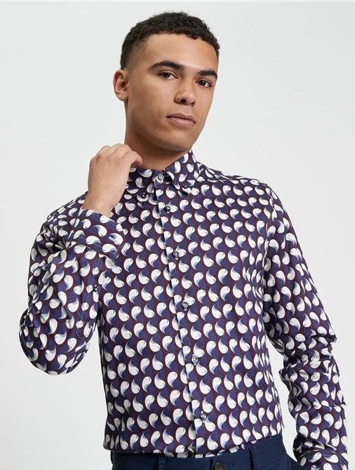 BEN SHERMAN Premium L/S PAISLEY Shirt- WINE