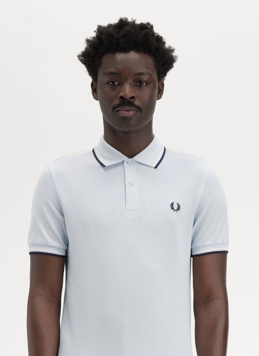 SIZE MEDIUM ONLY-FRED PERRY M3600 Twin-Tipped Polo- LIGHT ICE