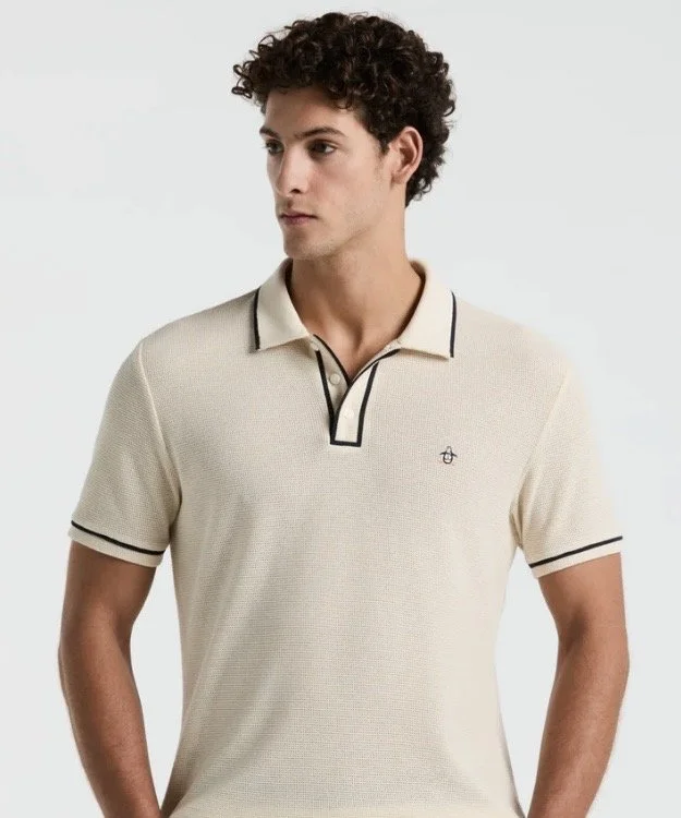 ORIGINAL PENGUIN "Earle" Waffle Polo- BIRCH