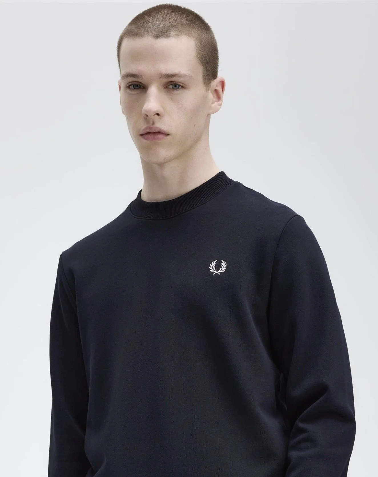 SIZE MEDIUM & LARGE ONLY- FRED PERRY Crew Neck Sweatshirt- NAVY