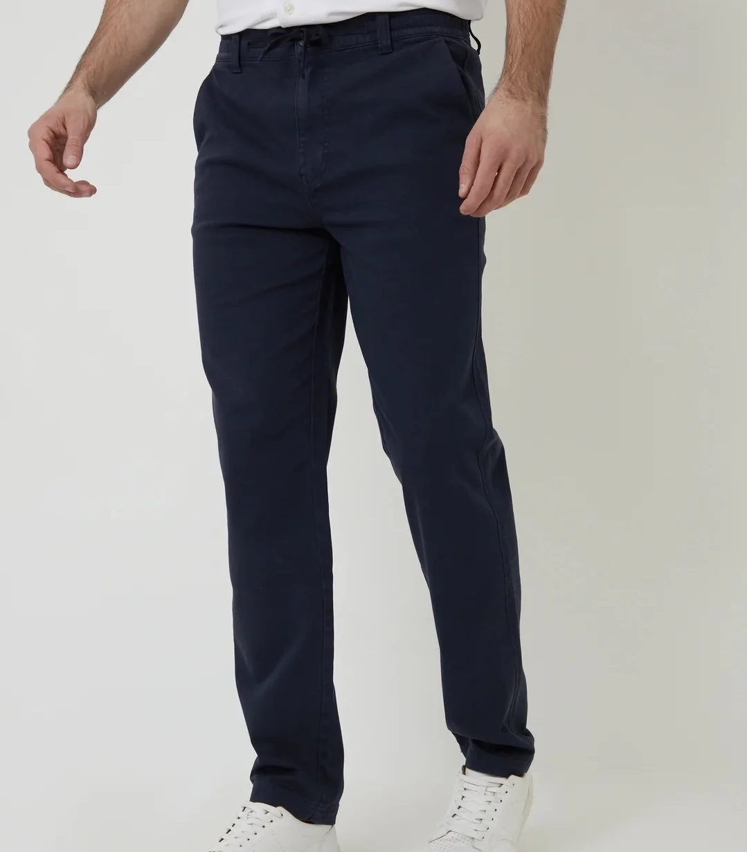 "ARCADIAN" Drawstring Reg-Fit Chinos- NAVY