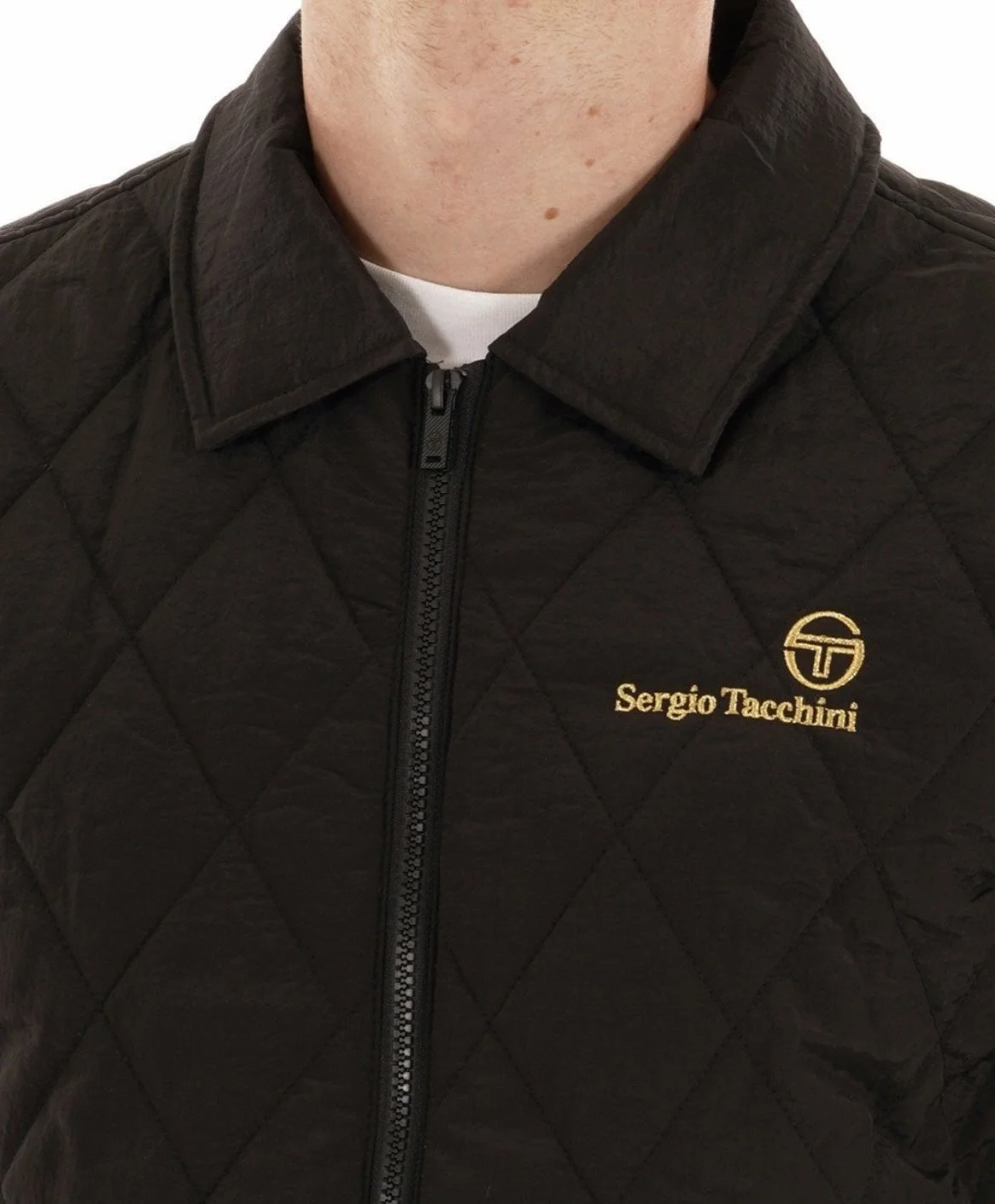 SERGIO TACCHINI "Piola" Diamond Quilted Jacket- BLACK