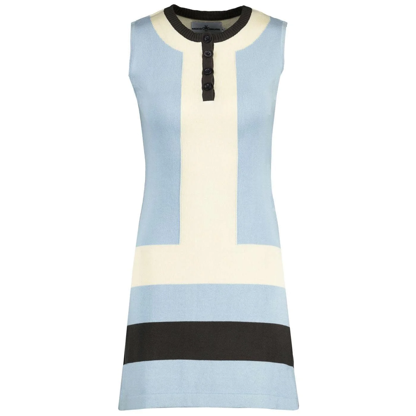 SIZE 16 ONLY- MADCAP "Twiggy" 60s Style Knit Dress- SKY BLUE