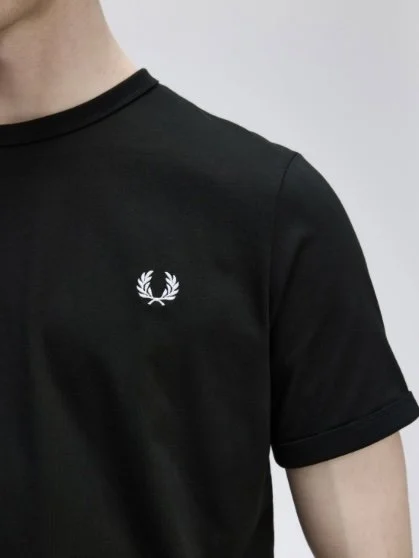 FRED PERRY Crew Neck Ringer Tee- BLACK