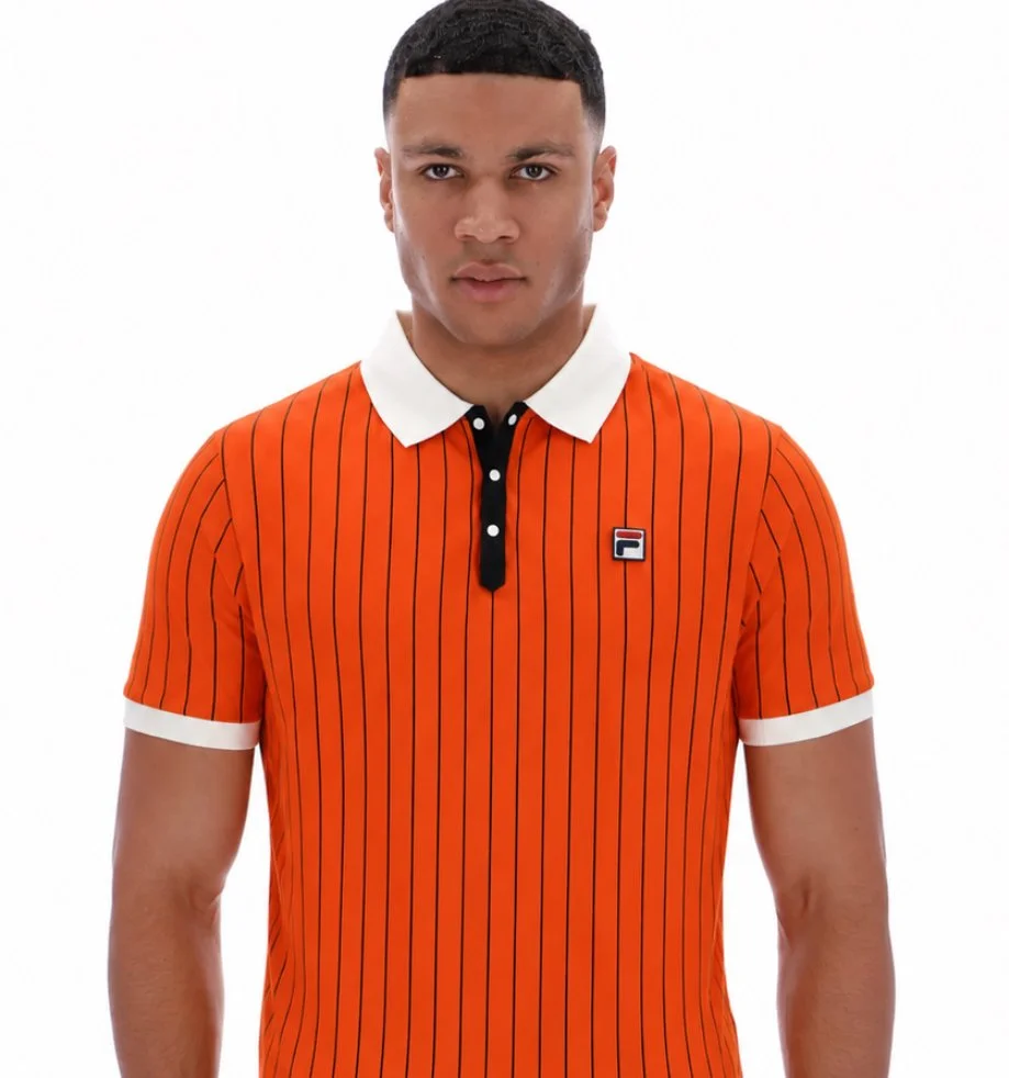 FILA VINTAGE "BB1" Pinstripe Polo- BURNT ORANGE