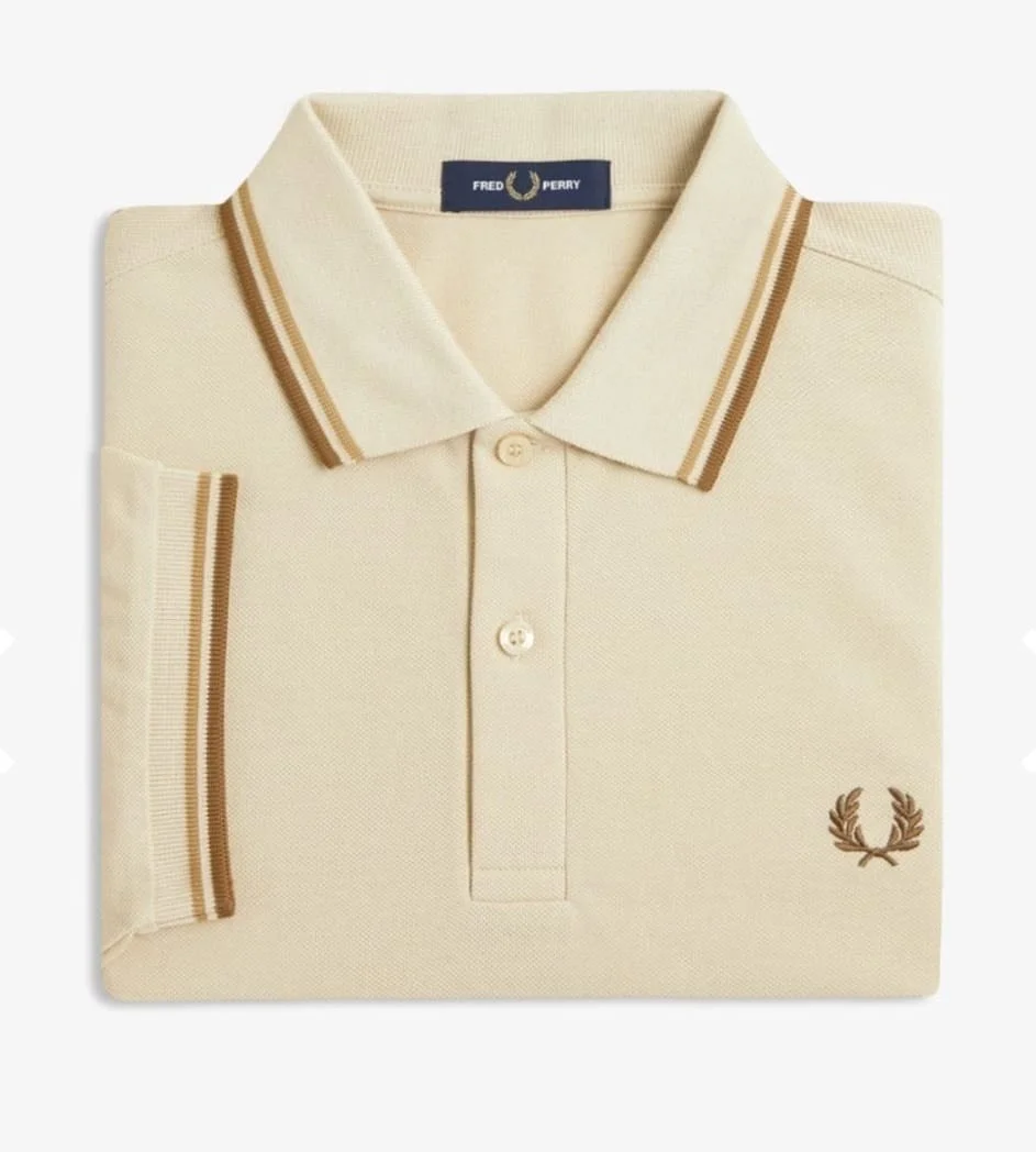 FRED PERRY M3600 Twin-Tipped Polo- OAT/BROWN