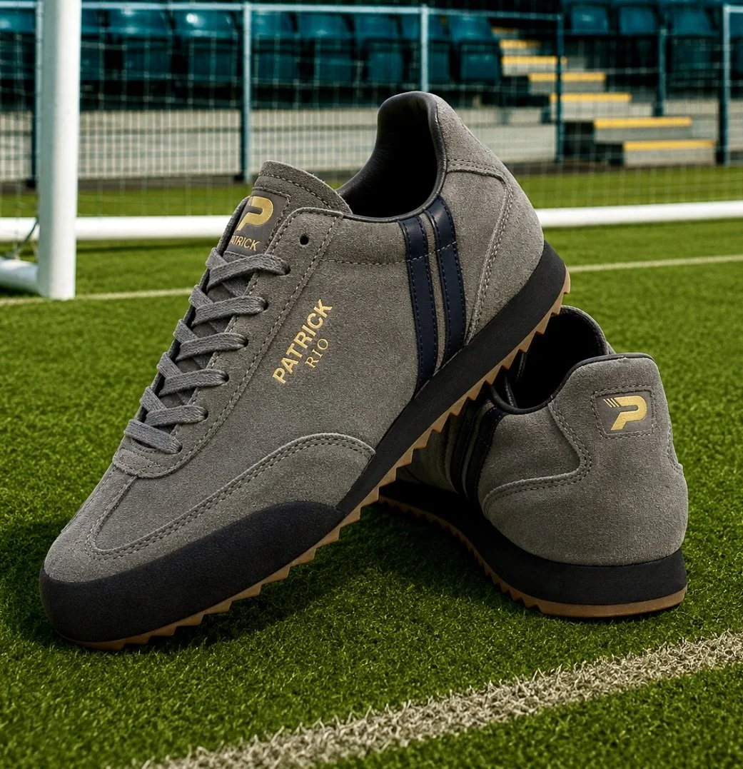 PATRICK "Rio" Retro Suede Trainers- CHARCOAL/BLACK