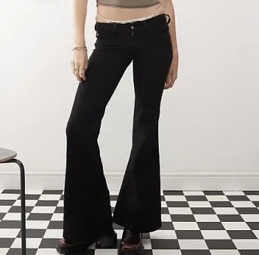 CHEAP MONDAY Flare Low Stretch Jeans- BLACK