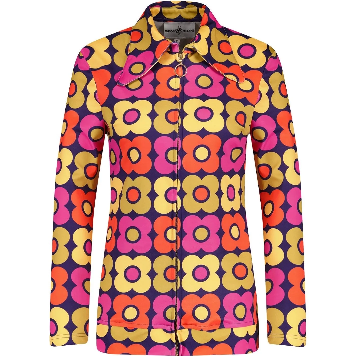 MADCAP "Groovy Baby" Spearpoint Collar Zip Shirt- NAVY