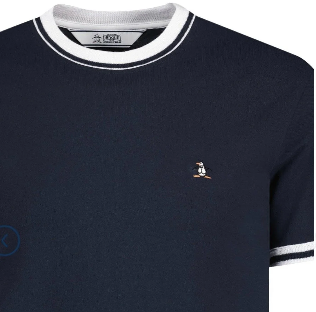 ORIGINAL PENGUIN "Icons" Crew Neck Pique Top- NAVY