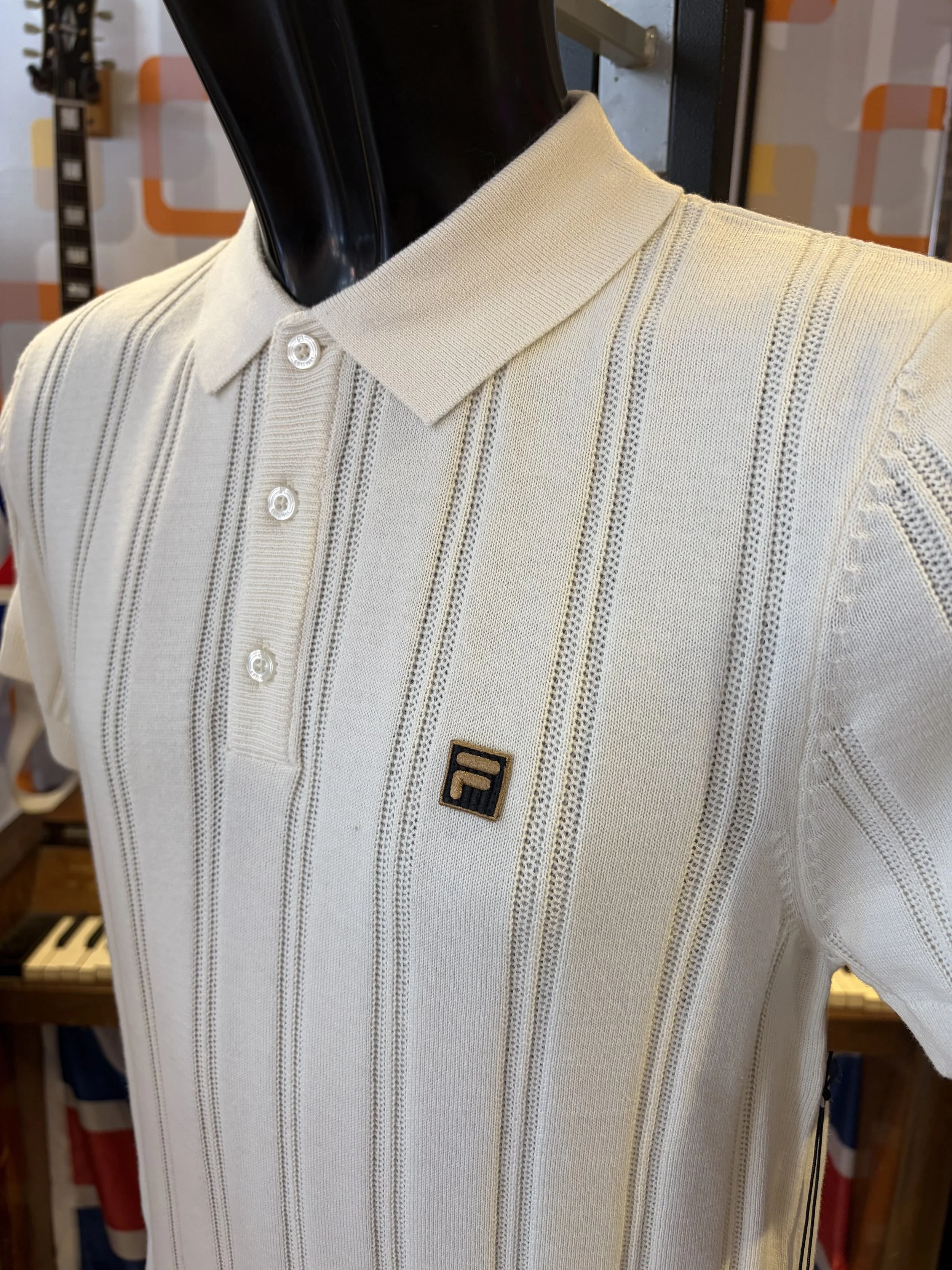 FILA GOLD Premium Textured Knit Polo- ECRU