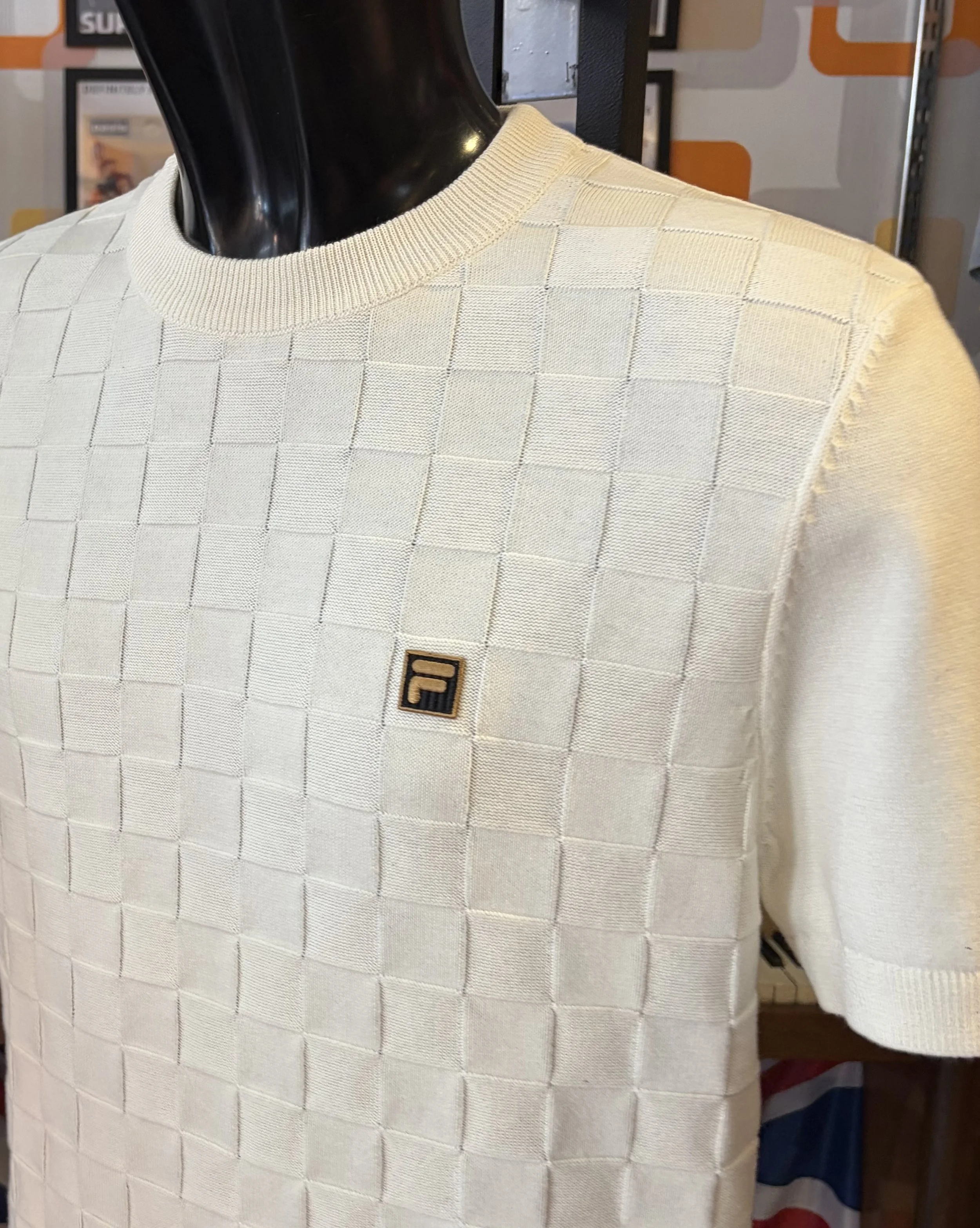 FILA GOLD Premium Basket-Weave Crew Knit- ECRU