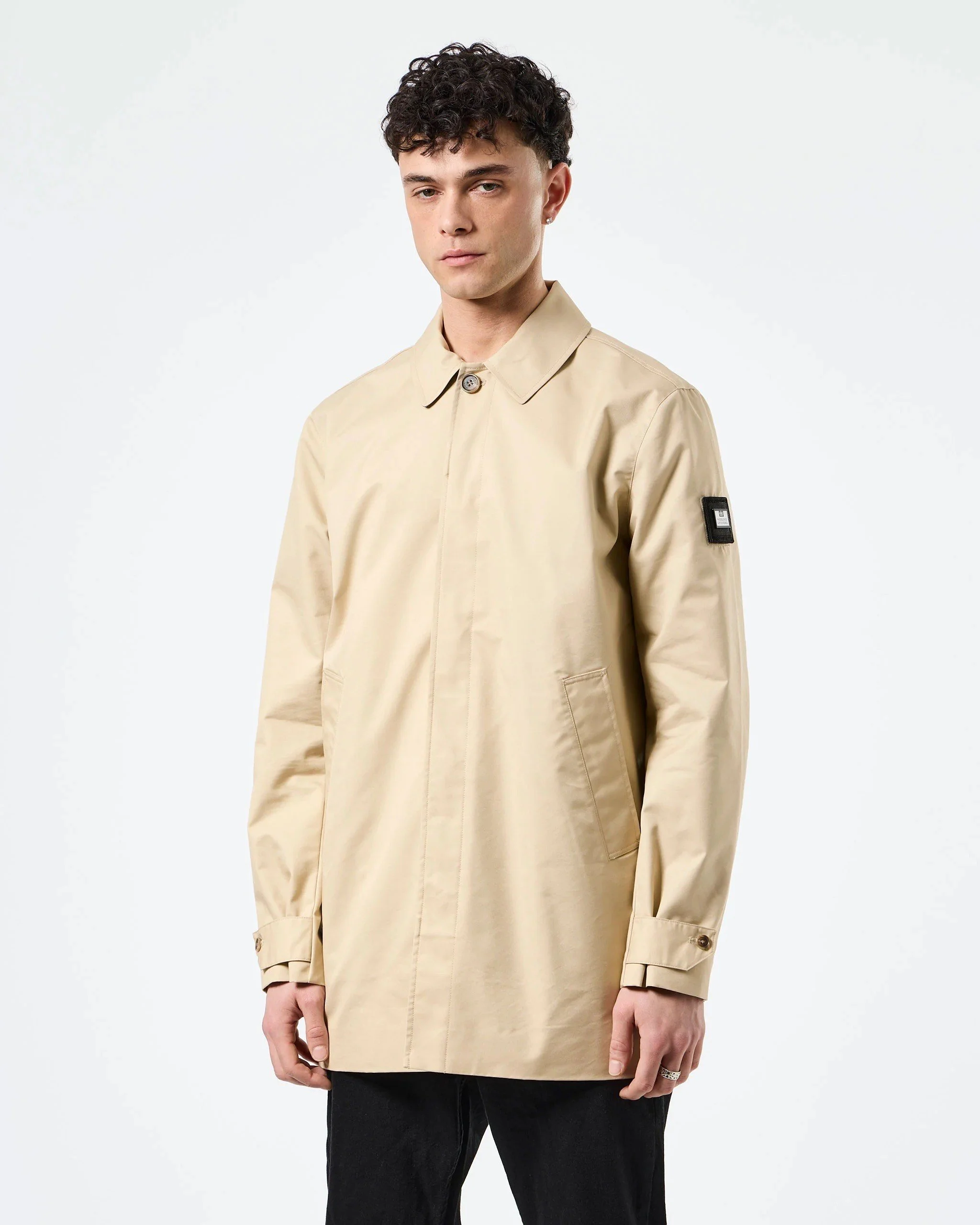 WEEKEND OFFENDER Whitehouse Check-Collared Mac- STONE