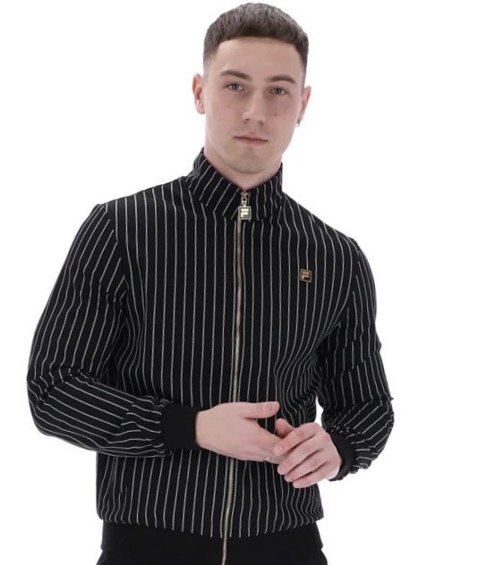 SIZE LARGE ONLY-FILA GOLD Premium Pinstripe Tracktop- BLACK