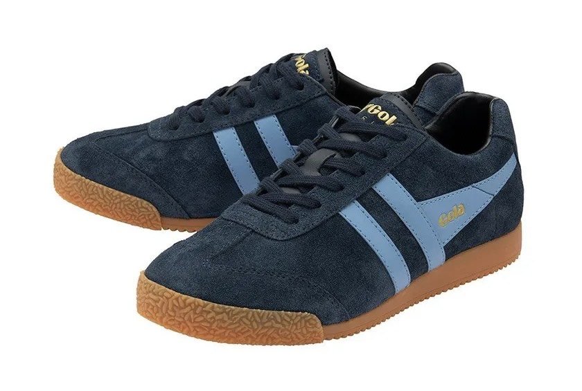 SIZE 11 ONLY-GOLA "Harrier" Heritage Suede Trainers- NAVY/SKY