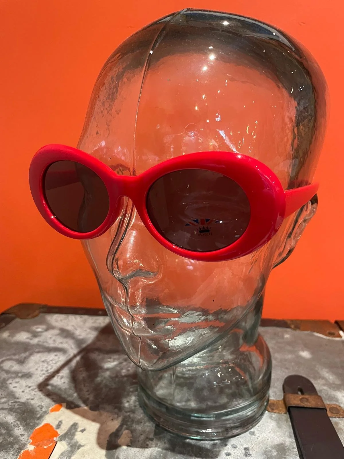 MISS ARCADE SHADES "Audrey" Oval Sunglasses- RED