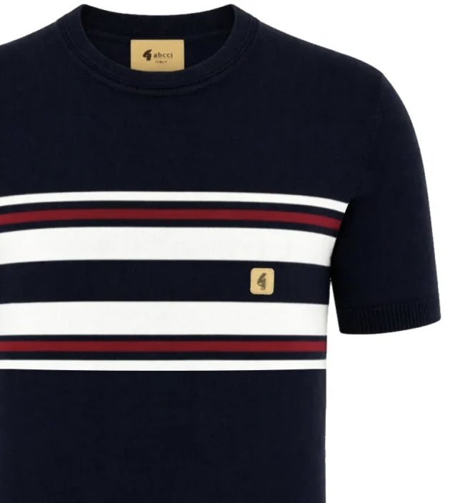 GABICCI VINTAGE "Liam" S/S Mod Stripe Knit Top - NAVY