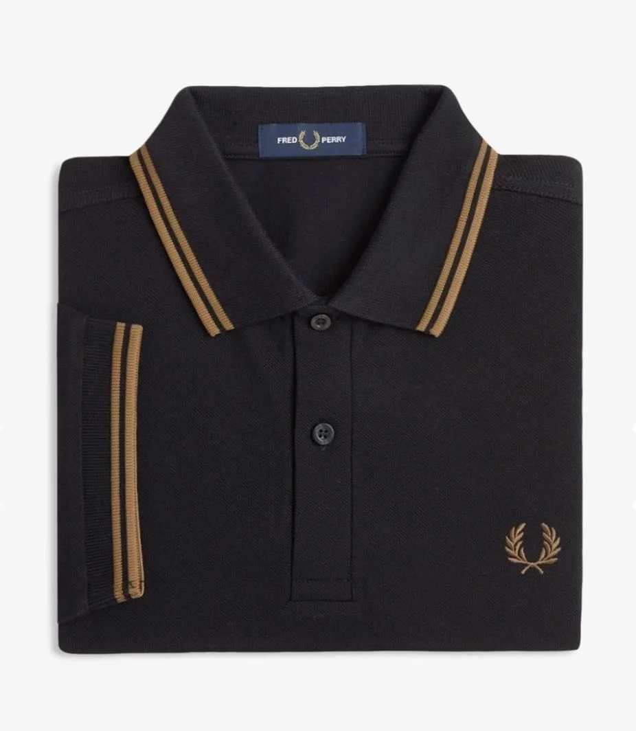 FRED PERRY M3600 Twin-Tipped Polo- BLACK/SHADED STONE