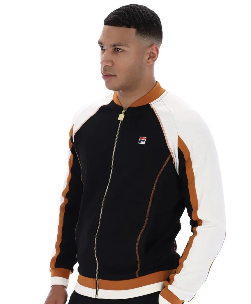 FILA VINTAGE Premium Panelled Tracktop- BLACK/PUMPKIN