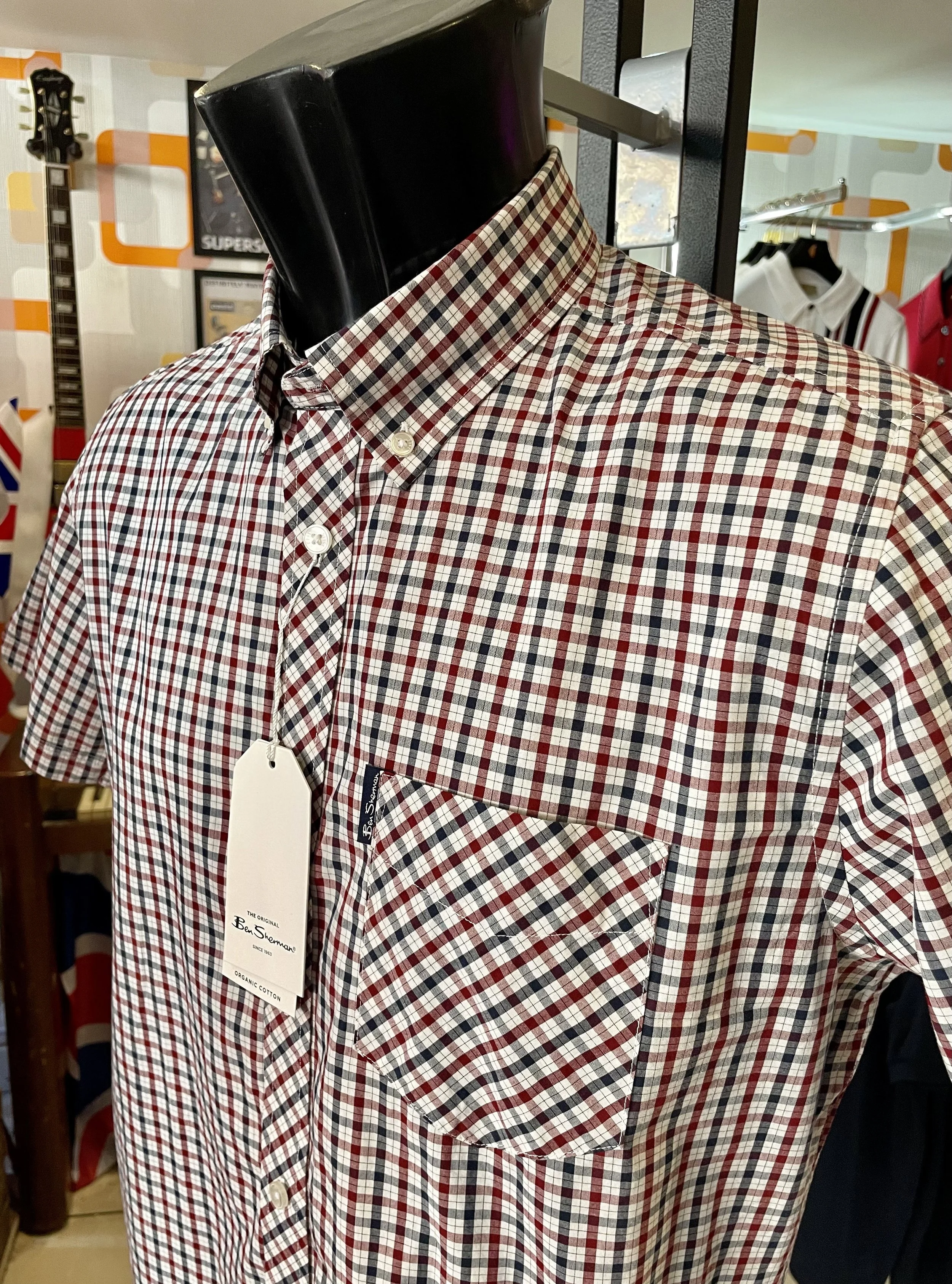 SIZES M & XL ONLY- BEN SHERMAN S/S "House" Check Shirt- RED