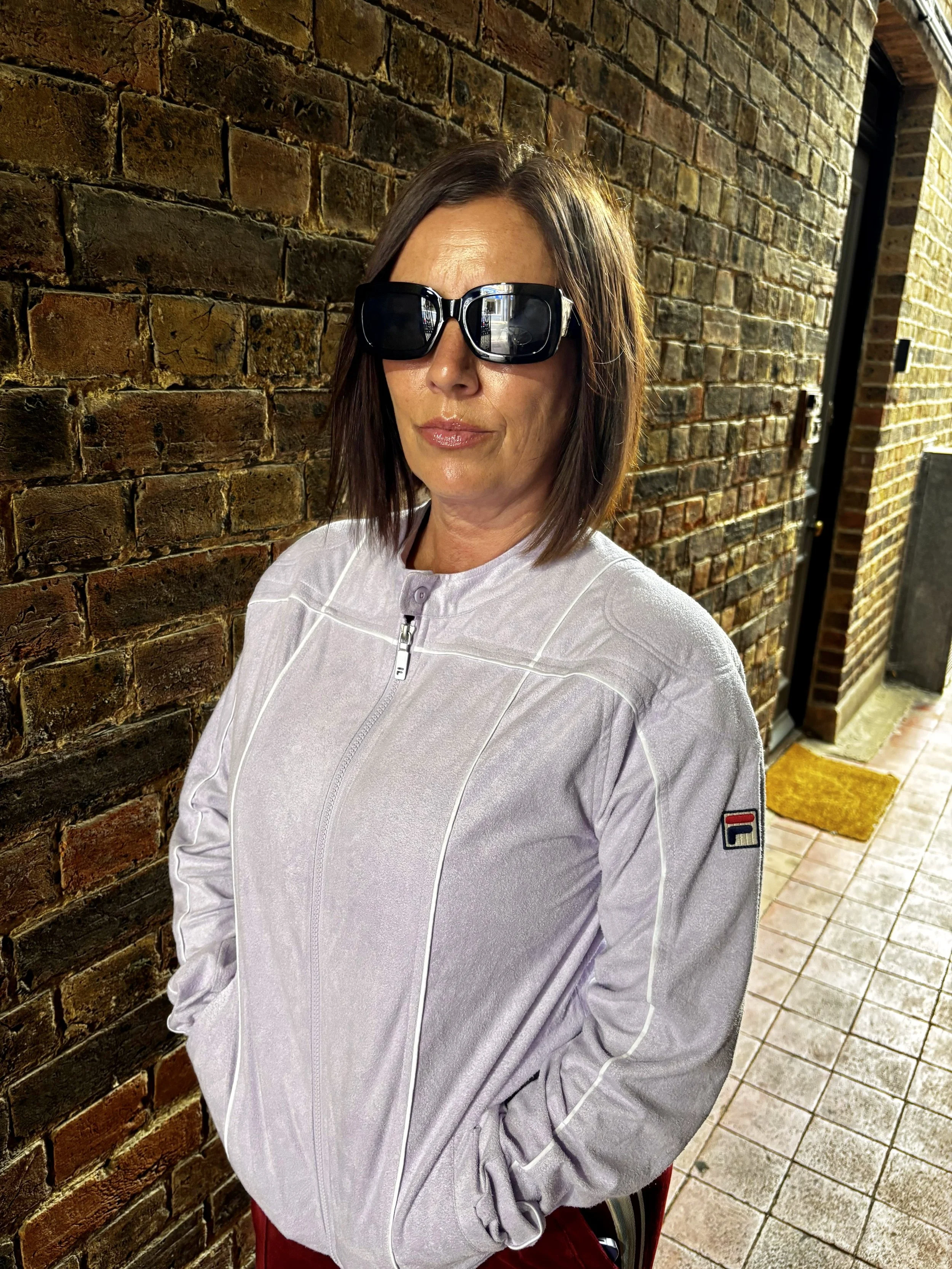 FILA VINTAGE Premium Biker-Neck Velour Tracktop- LAVENDER