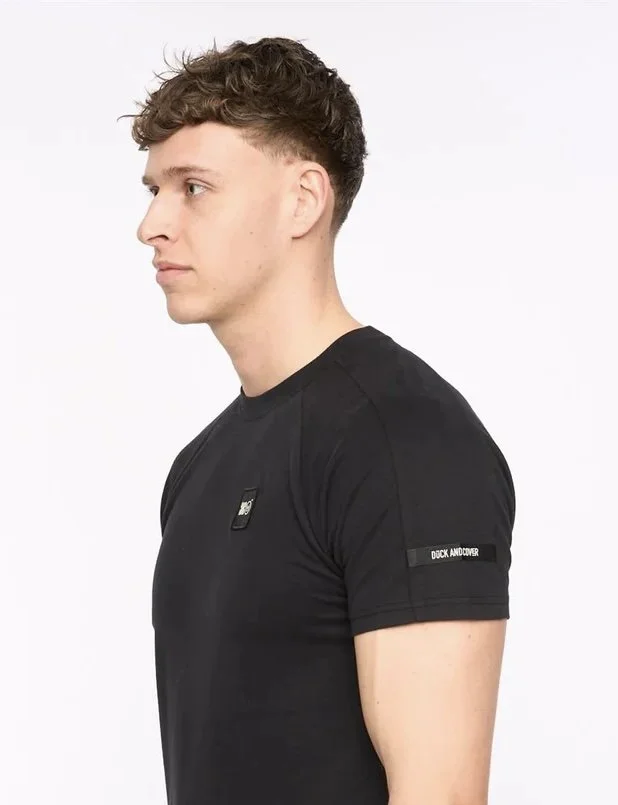 "ARCADIAN" Textured Crew Neck Tee- BLACK