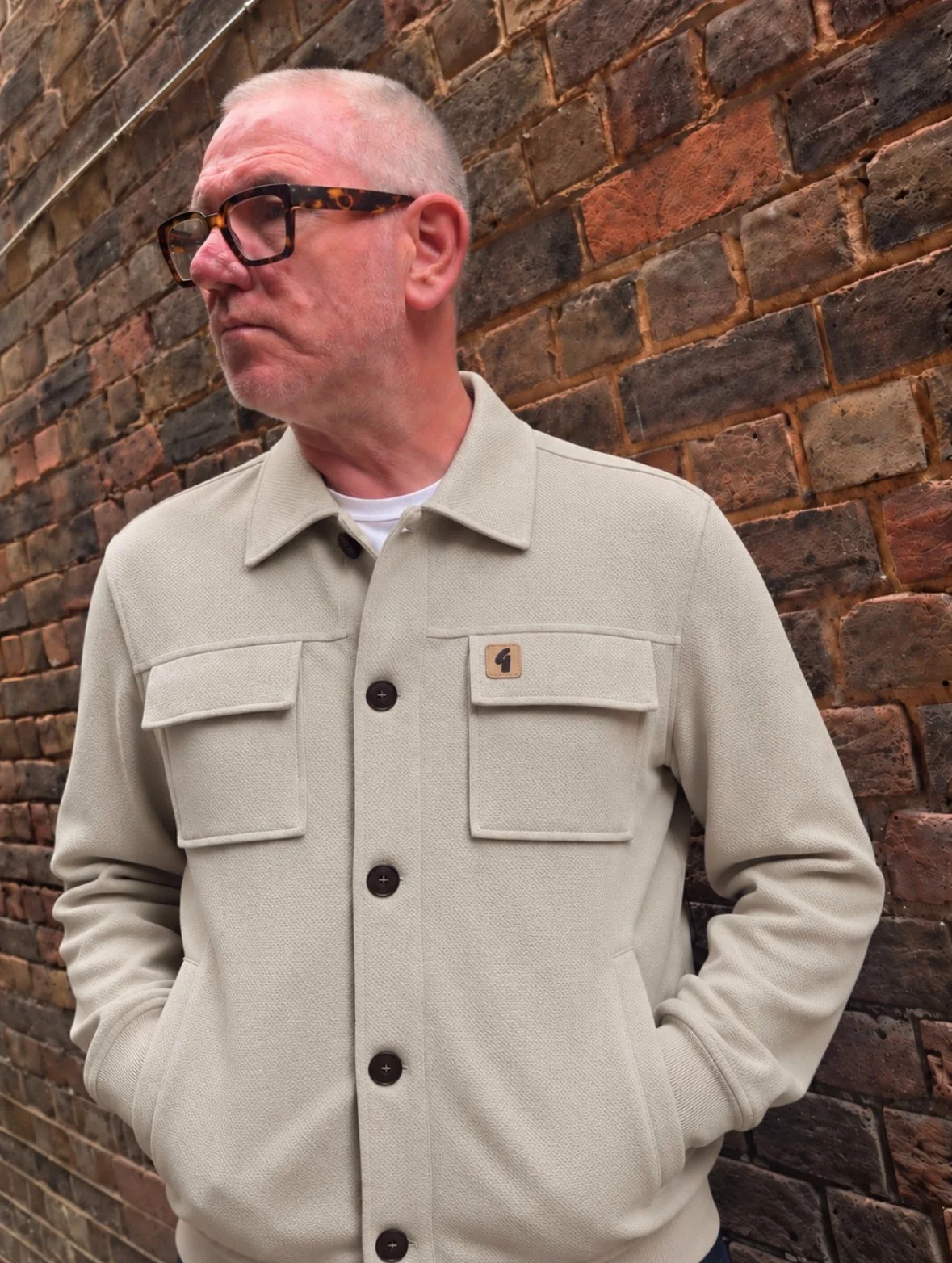 GABICCI VINTAGE "Arcadian" Btn-Thru Jacket- CEMENT