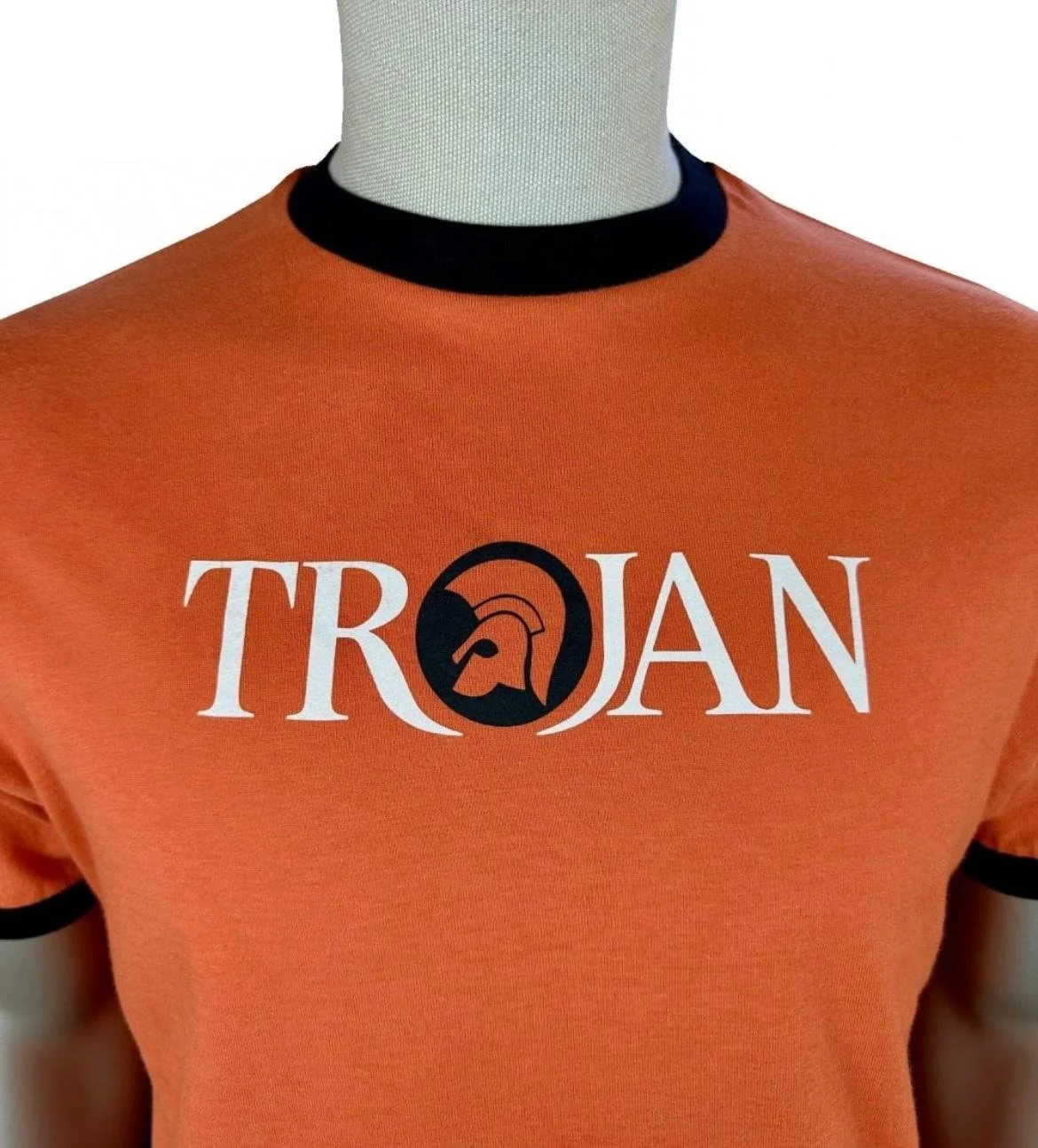 TROJAN Logo Ringer Tee- ORANGE