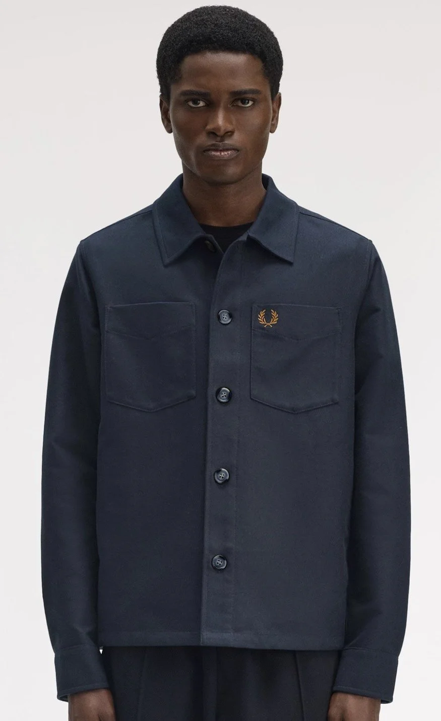 FRED PERRY Premium Brushed Twill Worker Jacket- NAVY